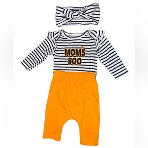 10THREADS BABY INFANT HALLOWEEN SHIRT & PANTS SET MOMS BOO SIZE 3-6 MONTHS